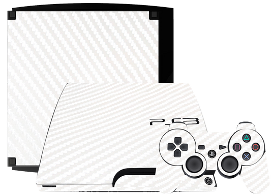 Fibra Carbono Blanco Skin Playstation 3 Slim
