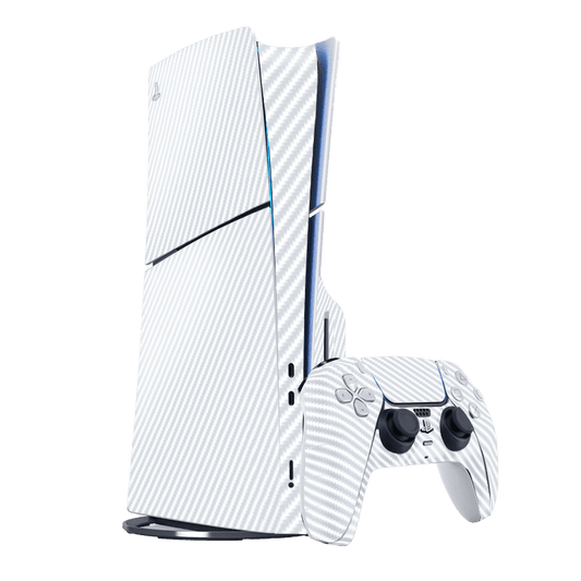 Fibra Carbono Blanco Skin Playstation 5 Slim