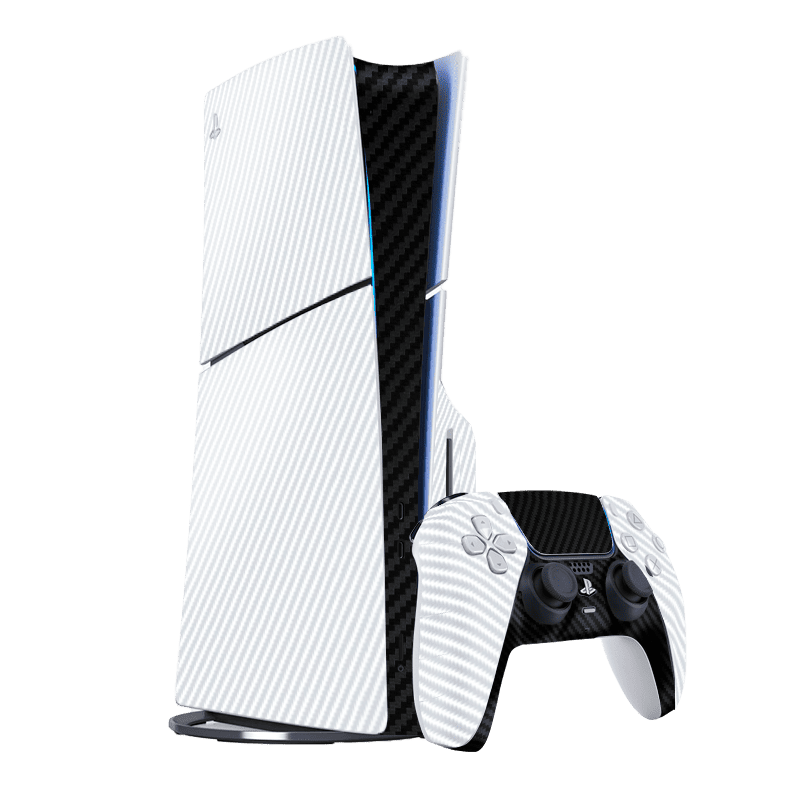 Fibra Carbono Blanco & Negro Skin Playstation 5 Slim