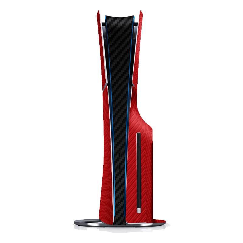 Fibra Carbono Rojo & Negro Skin Playstation 5 Slim Xonebrand