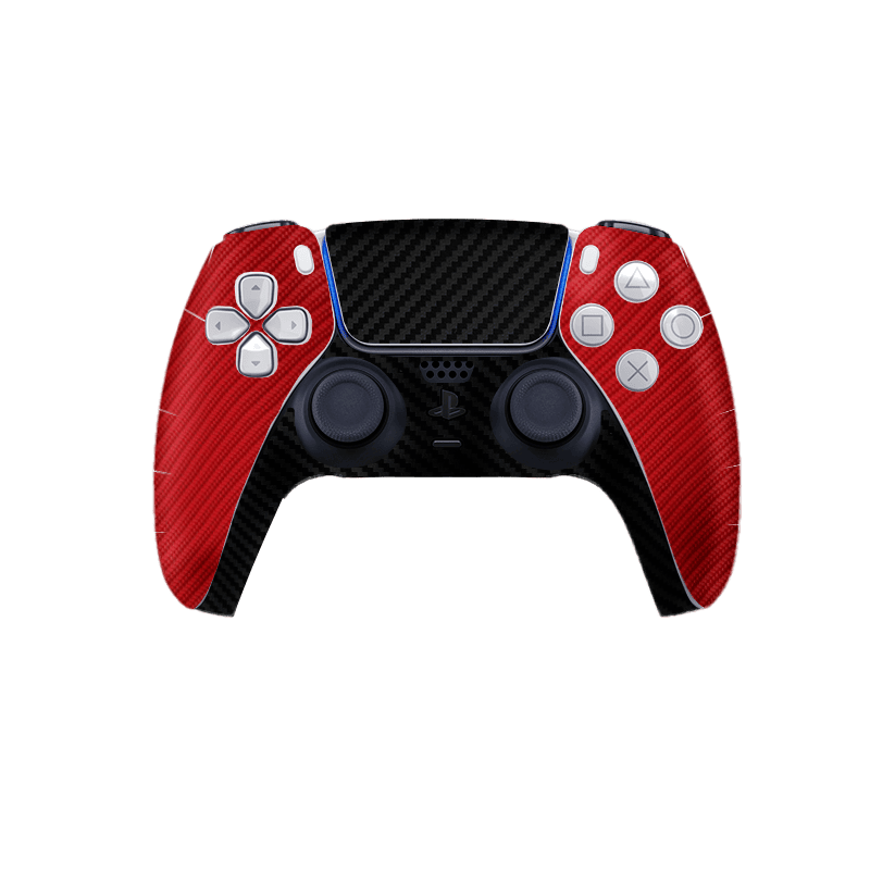 Fibra Carbono Rojo & Negro Skin Playstation 5 Slim