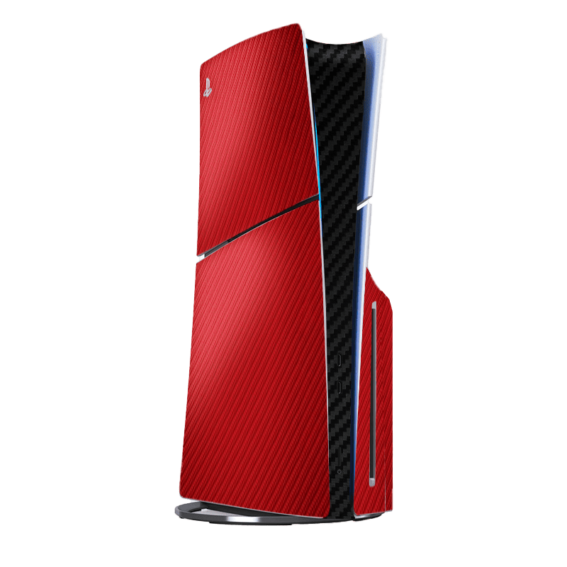 Fibra Carbono Rojo & Negro Skin Playstation 5 Slim Xonebrand
