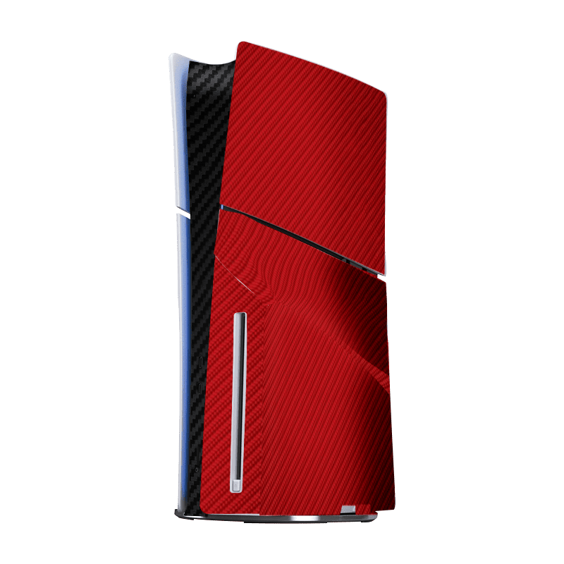 Fibra Carbono Rojo & Negro Skin Playstation 5 Slim Xonebrand