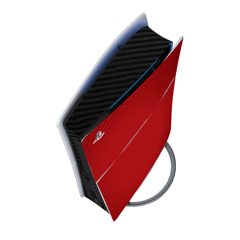 Fibra Carbono Rojo & Negro Skin Playstation 5 Slim