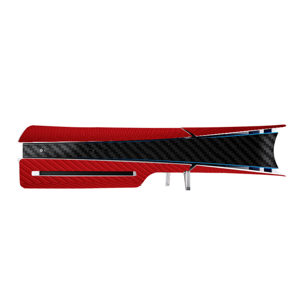 Fibra Carbono Rojo & Negro Skin Playstation 5 Slim