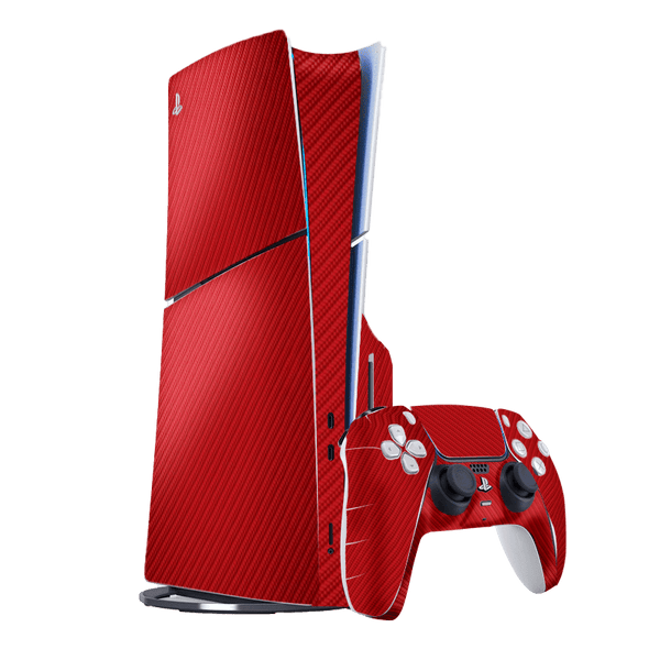 Fibra Carbono Rojo Skin Playstation 5 Slim