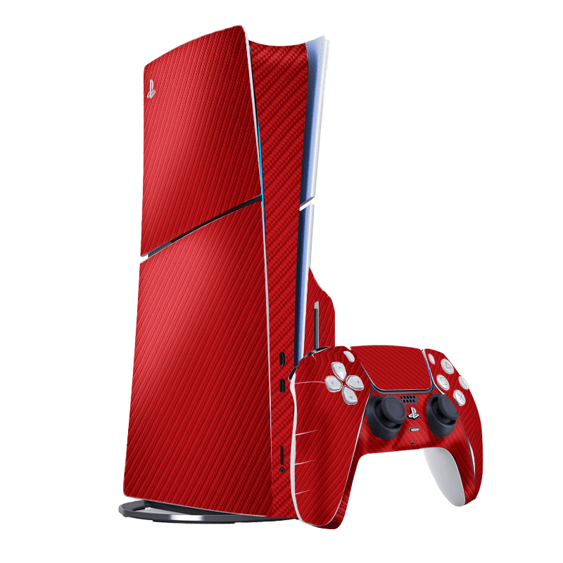 Fibra Carbono Rojo Skin Playstation 5 Slim Xonebrand