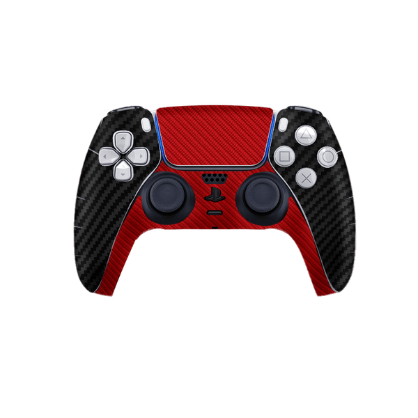 Fibra Carbono Negro & Rojo Skin Playstation 5 Slim
