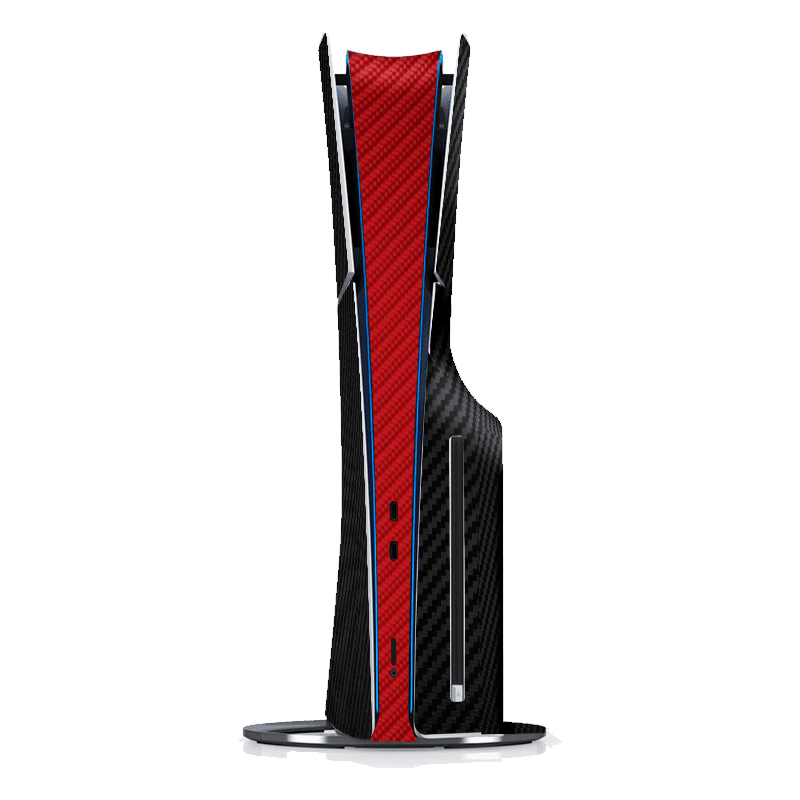 Fibra Carbono Negro & Rojo Skin Playstation 5 Slim