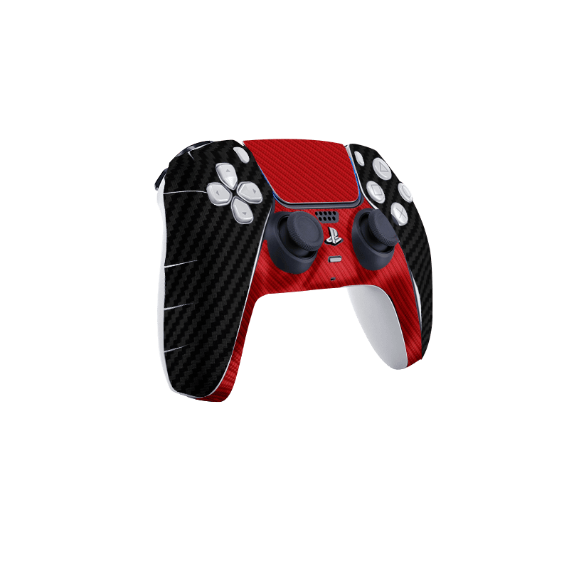 Fibra Carbono Negro & Rojo Skin Playstation 5 Slim