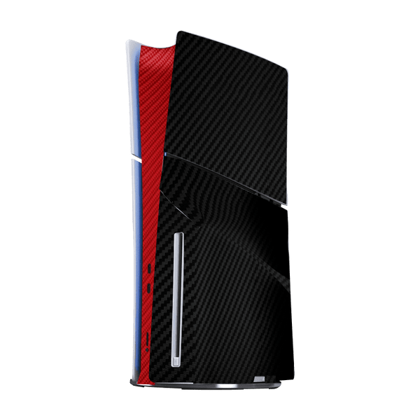 Fibra Carbono Negro & Rojo Skin Playstation 5 Slim