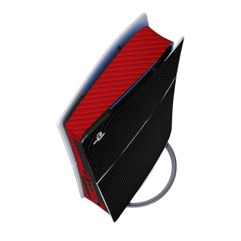 Fibra Carbono Negro & Rojo Skin Playstation 5 Slim