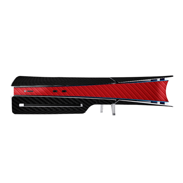 Fibra Carbono Negro & Rojo Skin Playstation 5 Slim