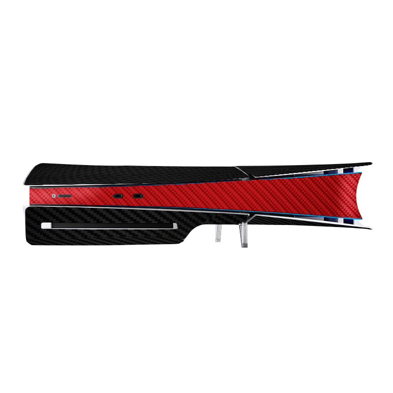 Fibra Carbono Negro & Rojo Skin Playstation 5 Slim