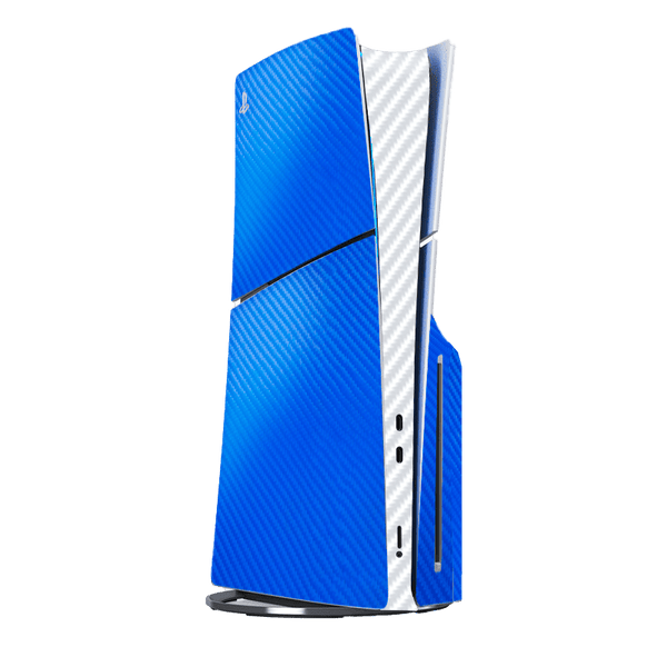Fibra Carbono Azul & Blanco Skin Playstation 5 Slim