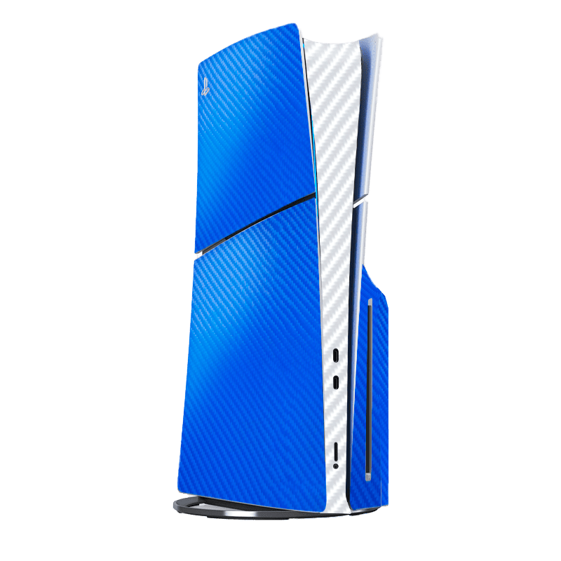 Fibra Carbono Azul & Blanco Skin Playstation 5 Slim