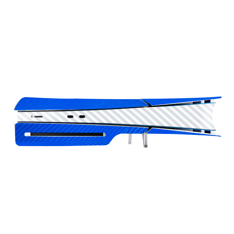 Fibra Carbono Azul & Blanco Skin Playstation 5 Slim