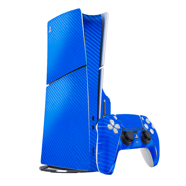Fibra Carbono Azul Skin Playstation 5 Slim