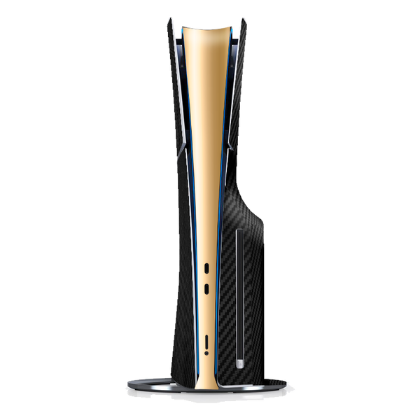 Fibra Carbono Negro & Dorado Skin Playstation 5 Slim Xonebrand