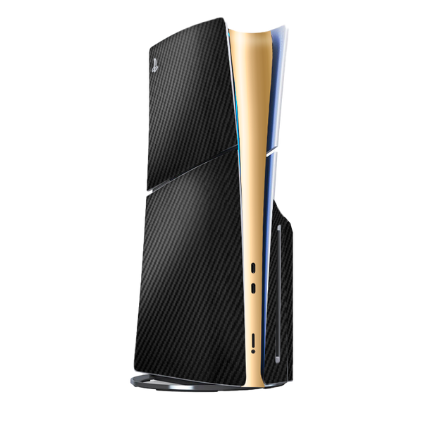 Fibra Carbono Negro & Dorado Skin Playstation 5 Slim Xonebrand