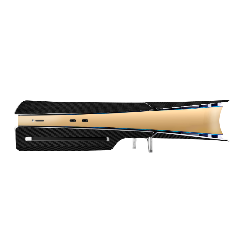 Fibra Carbono Negro & Dorado Skin Playstation 5 Slim Xonebrand