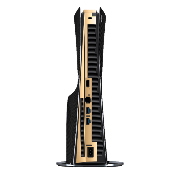 Fibra Carbono Negro & Dorado Skin Playstation 5 Slim Xonebrand