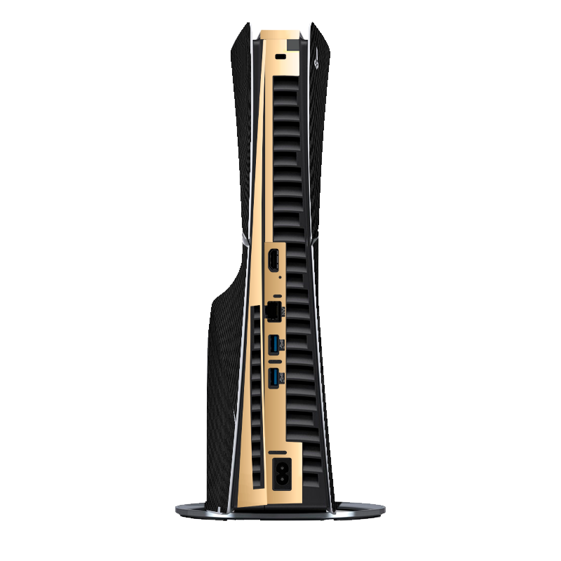 Fibra Carbono Negro & Dorado Skin Playstation 5 Slim Xonebrand