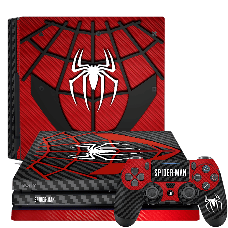 Spider-Man Fibra Carbono Skin Playstation 4 Pro Xonebrand
