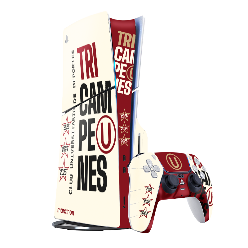 Universitario Tricampeon Skin Playstation 5 Slim Xonebrand