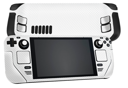 Fibra Carbono Blanco Steam Deck Handheld Gaming Computer Skin