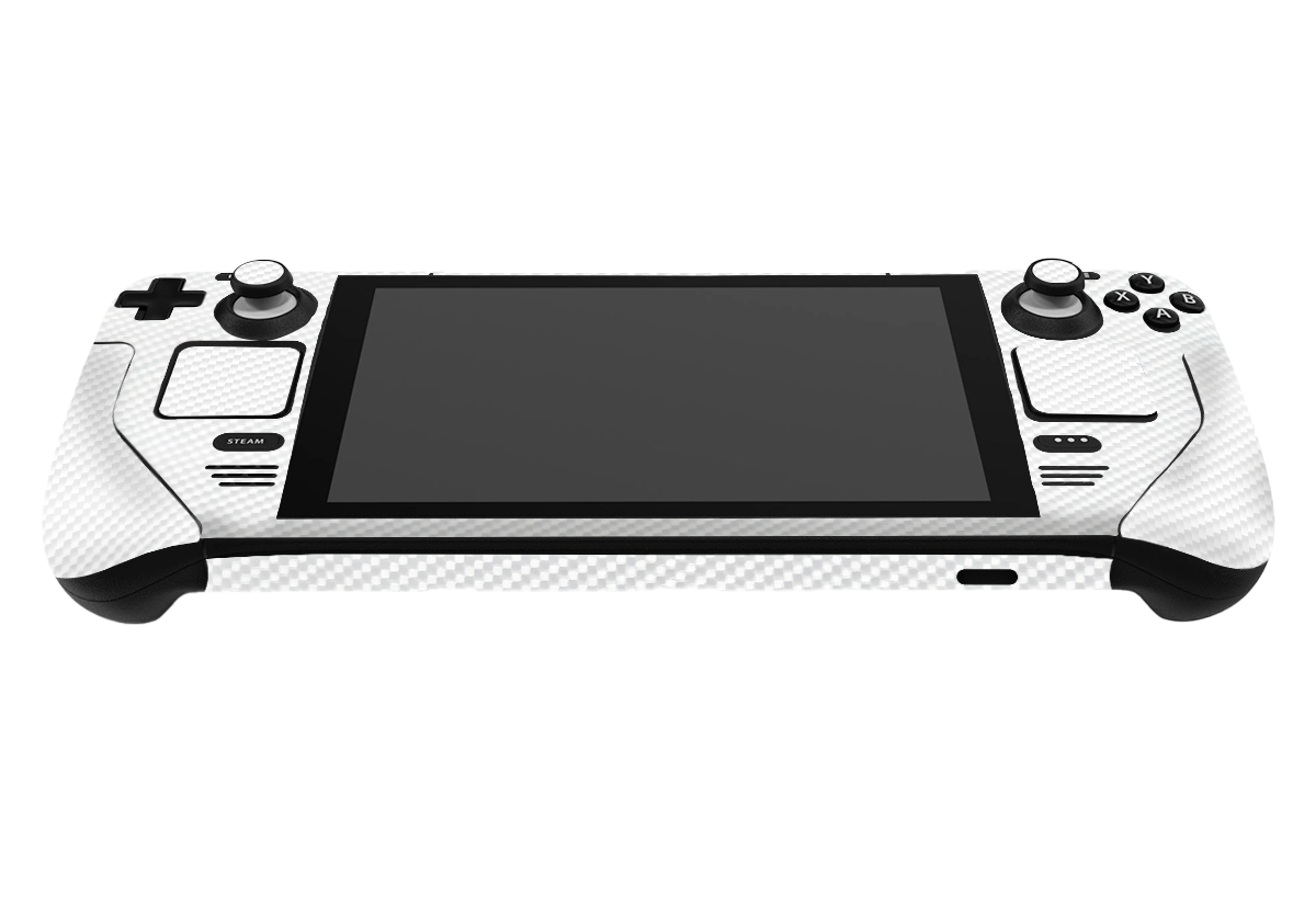 White Carbon Fiber Steam Deck Handheld Gaming Computer Skin