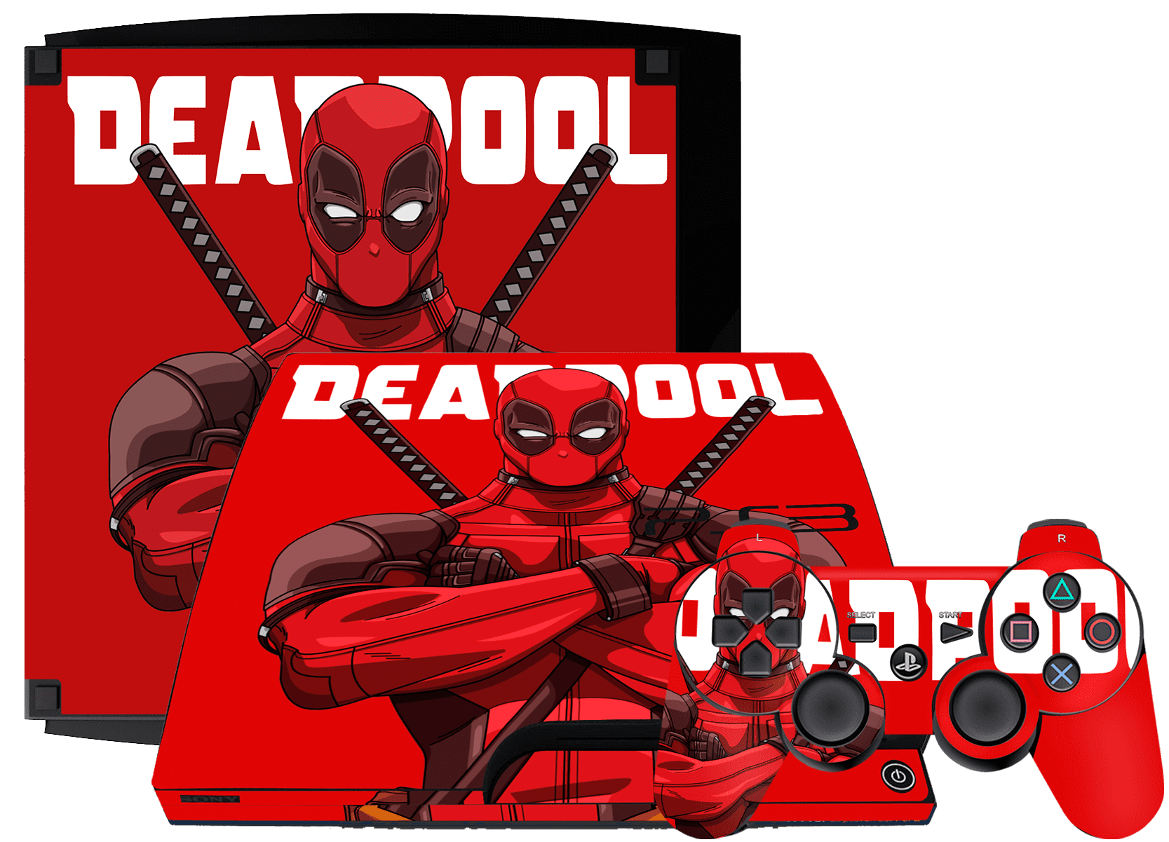 Deadpool Skin Playstation 3 Slim Xonebrand